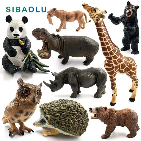 

deer hippo giraffe moose zebra fox rabbit cat wolf bear owl hedgehog animal model figurine dollhouse cake home decor decoration c0220