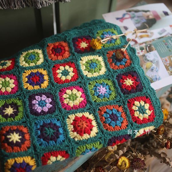

table cloth colourful daisy handmade crochet blanket hand hook tablecloth fashion carpet yoga bolster cushion party mat