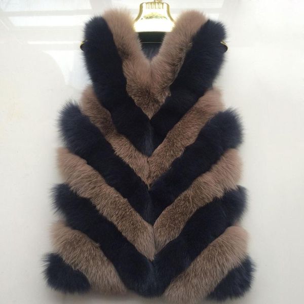 

women's fur & faux winter real vest women interval fringe fashion style natural coat arrive good quality brand, Black