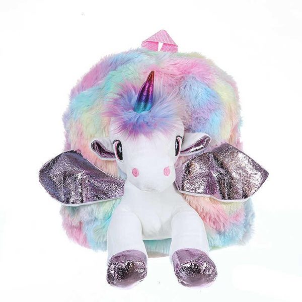 

girl toy children lbaux baby plush fur kid mini backpack unicorn cute schoolbag bag kidergarten new doll for zipper qnxwj, Red;black