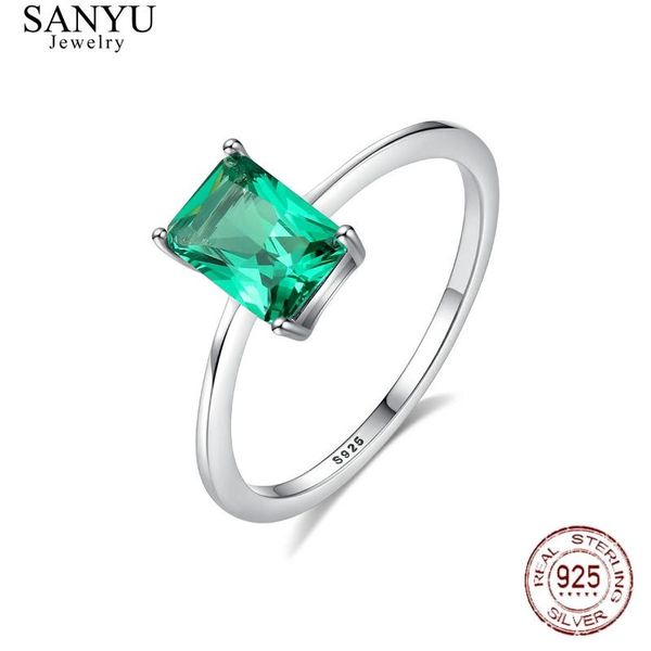 

cluster rings fashion luxury big emerald gemstone wedding for women 100% 925 silver sterling female brand jewelry accessories, Golden;silver