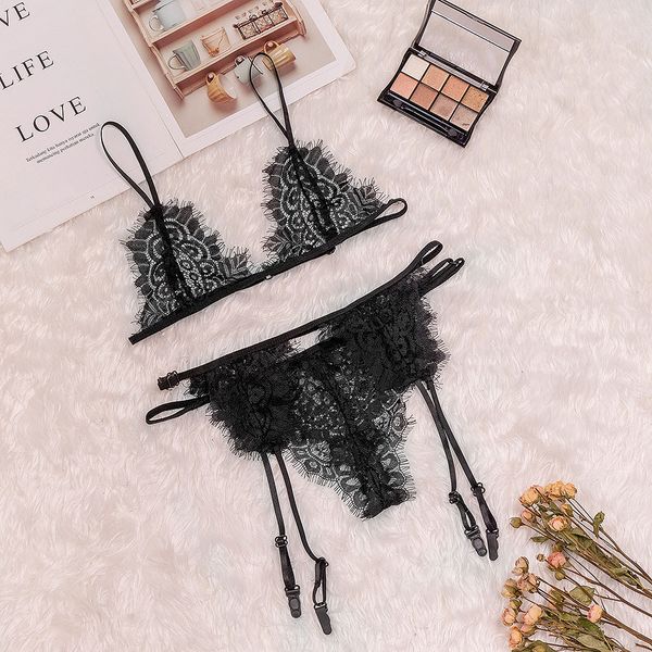 

summer fun lace black bagged three-point underwear, Black;white