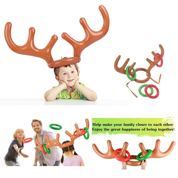 

christmas decorations santa claus decoration funny inflatable reindeer antler hat ring toss home decor navidad noel year 2022