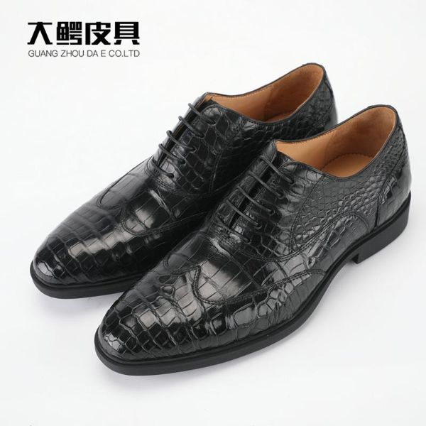 

shoes men's leather business leisure rubber soles formal father shoes british style alligator leather men's, Black
