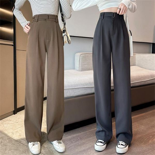 

women's pants & capris autumn straight wide-leg high waist slimming draping spring and casual loose suit mop, Black;white