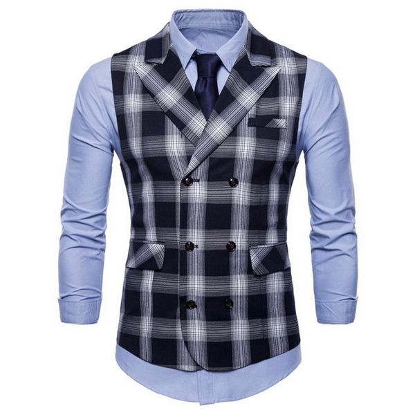 

men's vests business vest england wind men cotton leisure plaid small slim shujin, Black;white