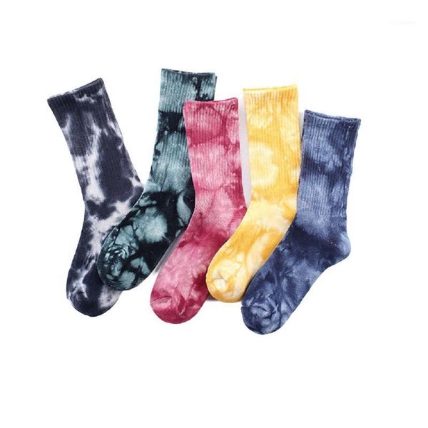 

socks 1pair kids short tie-dye pattern middle tube printed knitting maternal infant supply1, Pink;yellow