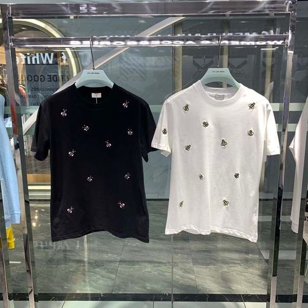 

mens designer spring summer little bee embroidery tee t shirt fashion hoodies men women casual cotton baseball t-shirts white black 06