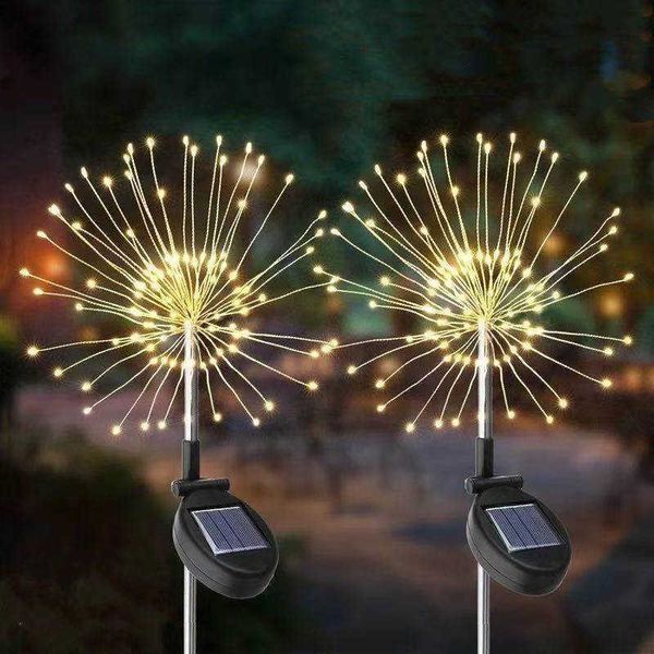 Creative Solar Fireworks Luz à prova d'água LED Luzes de Luzes para Jardim Courtyard Gramado Decoração Andf889 Q0811