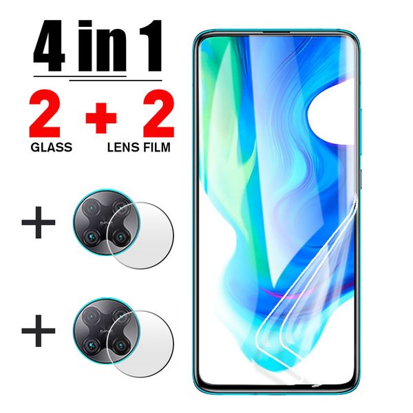 Protetores de tela de telefone celular 4in1 Filme de hidrogel para Xiaomi Mi 11 10 Ultra Lite Pro Protetor de tela Vidro de câmera para Xiaomi Nota