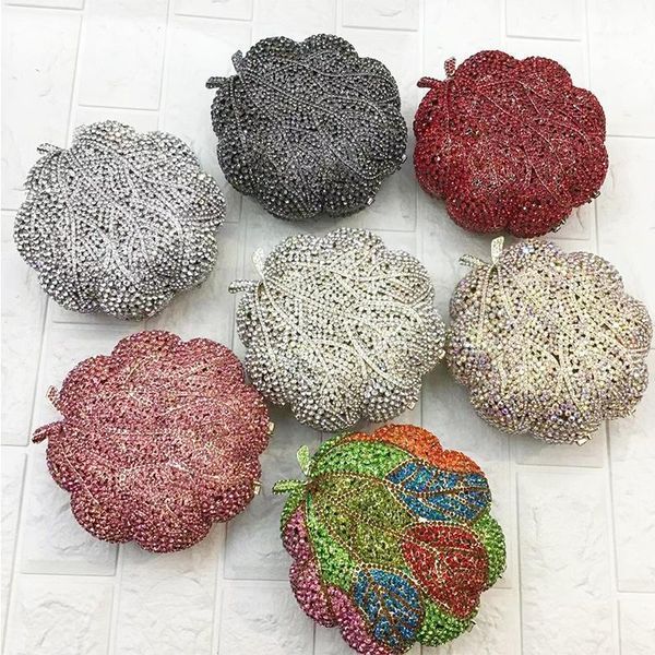 

luxury design red/silver 7 colors round shape crystal purse women diamond handbag evening party wedding clutches mini bags