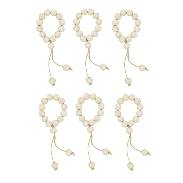 

napkin rings rings-wood bead - natural rustic wooden holders-handmade beads ring 6pcs