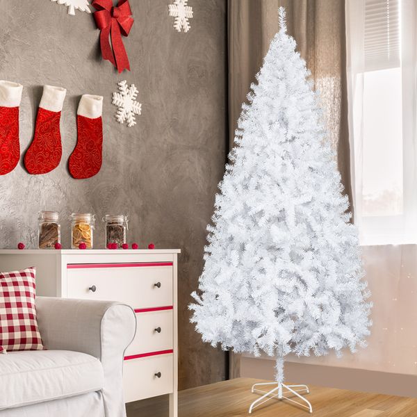 Neuer weißer Weihnachtsbaum, 120 cm, 150 cm, 180 cm, 210 cm hoch, mit faltbarem Metallständer, Heimdekoration, Weihnachtsdekoration, Ornament