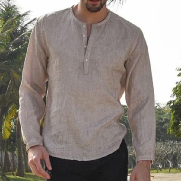 

men's casual shirts 2021 spring autumn solid color button decoration loose shirt chinese style retro long-sleeved simple top, White;black