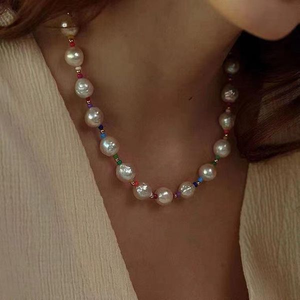 

chokers timeless wonder fancy natural baroque pearl toggle chain necklace women designer jewelry party egirl emo rare gift japan 2531, Golden;silver