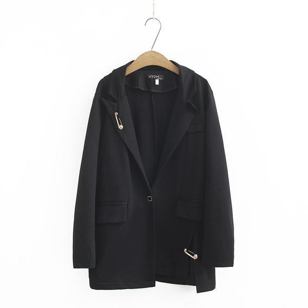 

2021 new fashion black blazer jacket women casual notched collar pockets long sleeve work suit office lady blazers dnxm, White;black