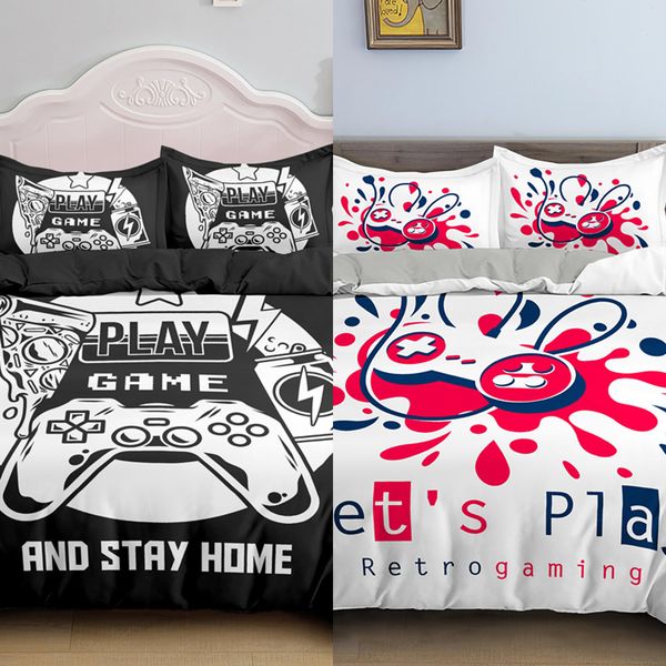 

fashion 2/3 pcs gamer duvet cover cartoon king  single bedding sets kids boys girls bed set game quilt comforter covers c0223