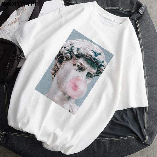 

funny statue printed shirt aesthetic white short sleeve t shirt summer female o-neck women t-shirt