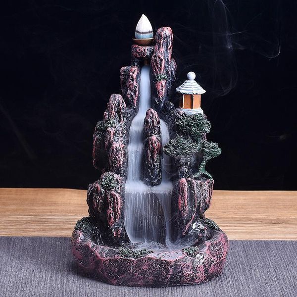 

sachet bags high mountain smoke waterfall backflow incense burner retro lofty mountains and flowing water cone holder home decor