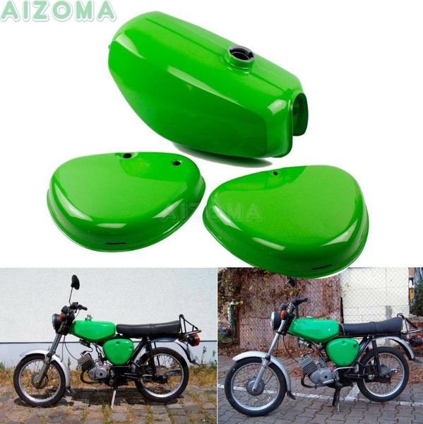

motorcycle fuel system ( 200200 ) green tanks retro oil gas tank w/ 2pcs side cover pad for simson s50 s51 s70 all years