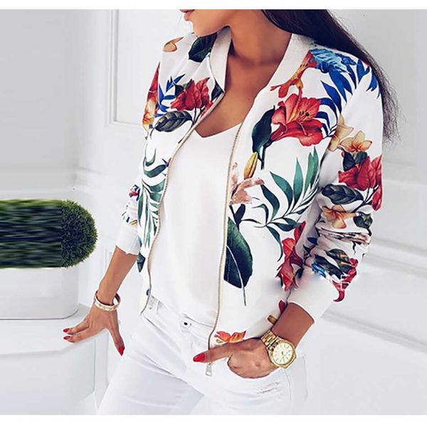 

new europe style fashion summer jacket women flower print thin bomber jacket retro basic jackets white coats lady outerwear 201014, Black;brown