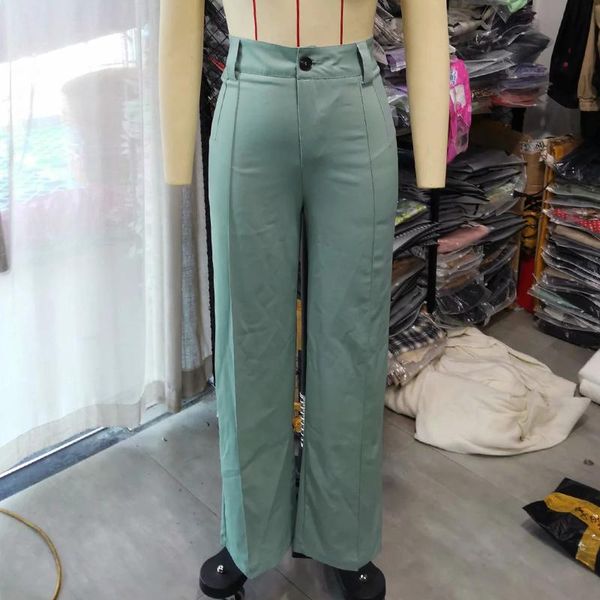 

women's pants & capris za women fashion office wear full length trousers woman vintage high waist straight-leg zipper female casual, Black;white