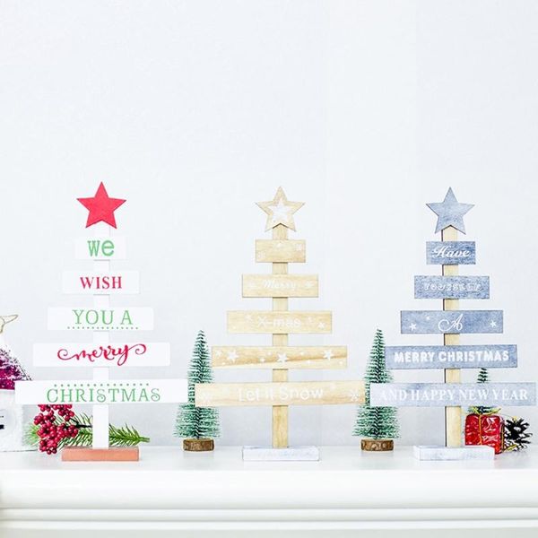 Oggetti decorativi figurine Buon Natale Natale albero desktop ornamento lettere tavola in legno Segnaletica decorazione
