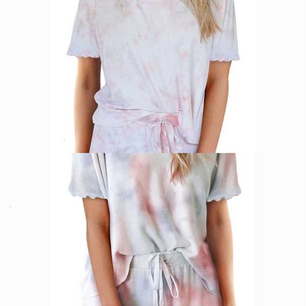 

factory21ogpajamas 2020 sleeve tie summer dyed short new knitted round neck pullover women's home wear, Black;white