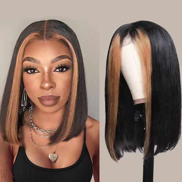 

lx brand short bob wig straight highlight wig ombre human hair for women malaysia natural t part lace bob wig short wigs 180densityfac, Black