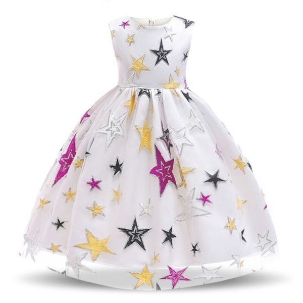 Nuovo vestito a fiori per bambini 3 4 5 6 7 8 anni Abito da bambina in pizzo abbinato a colori per ragazze Principessa Abito da festa Abito estivo per bambini 210303