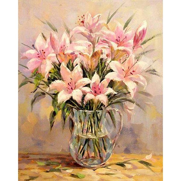 

oil painting for home pink and white lotus of flowers diy painting by numbers modern wall art hand painted christmas gift
