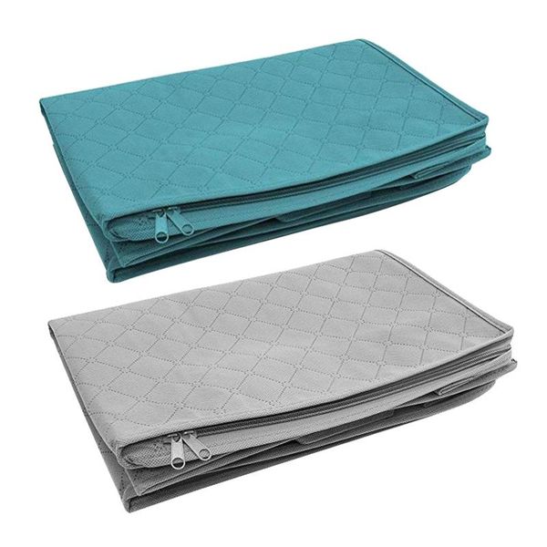 

storage bags 3 compartments clothing bag non-woven fabric under bed organizer bag, large capacity