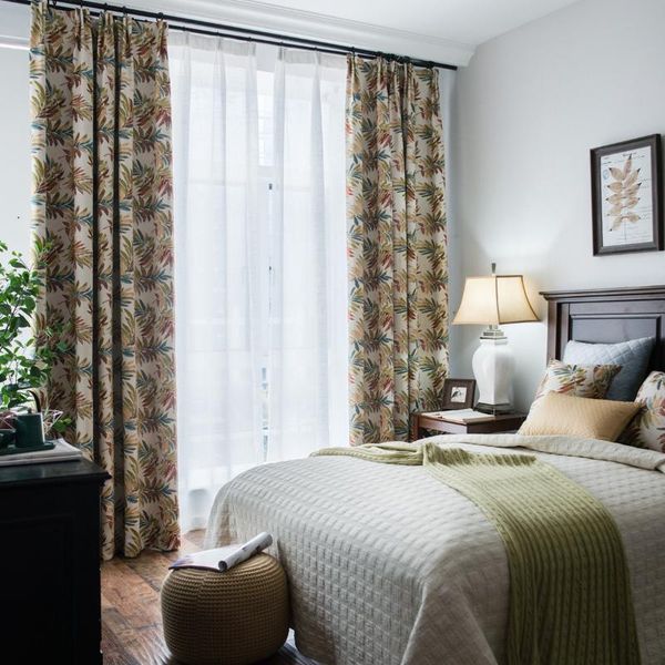 

curtain & drapes american country style curtains for living dining room bedroom cotton and linen texture jacquard shading niche simple