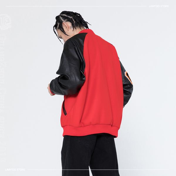 

lawfoo2021 autumn and winter national fashion hip hop element flocking embroidery et men's loose coat, Black;brown