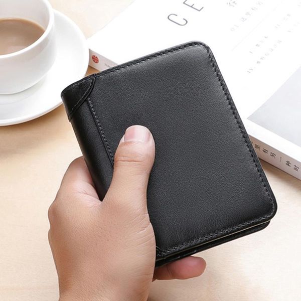 

wallets baqi brand men wallet 2021 fashion genuine leather cow coin purse card holder man zipper short male, Red;black