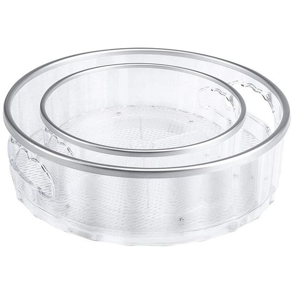 

lazy susan turntable non-skid cabinet pantry under-sink rack 2 pack