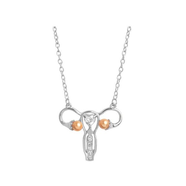 

pendant necklaces uterus ovary necklace, feminist symbol female organ gynecologist gift jewelry, Silver