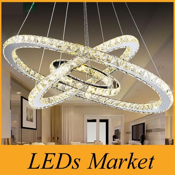

led chandelier 3 ring crystal ring chandelier crystal light fixture light suspension led lighting circles lamp tri-tone