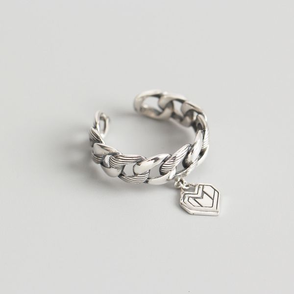 

tyj0295 us s925 pure silver geometric chain love personalized design ring versatile net red ring
