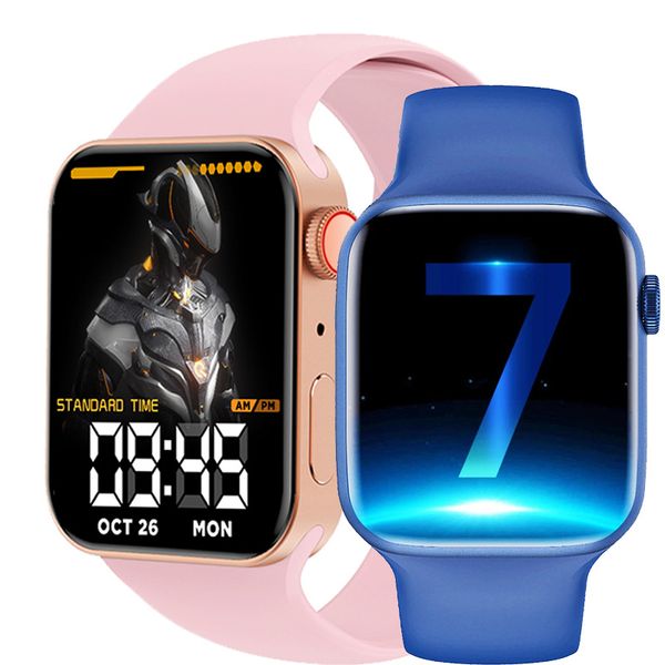

2021 new iwo series 7 smart watch 1.75 inch diy face wristbands heart rate men women fitness tracker t100 plus smartwatch for android xiaomi