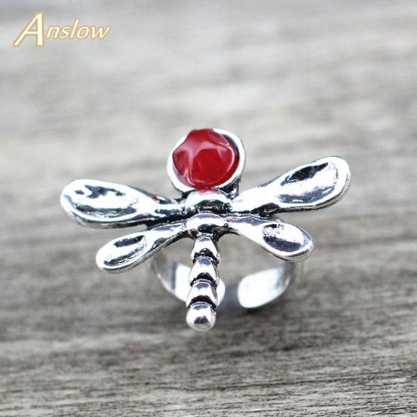 

wedding rings anslow wholesale large big dragonfly resin ring for lady girls' women finger charms low0019ar, Slivery;golden