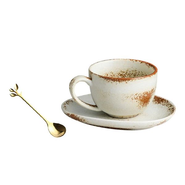 

mugs 1 set delicate coffee cup saucer kit ceramic european style (beige)