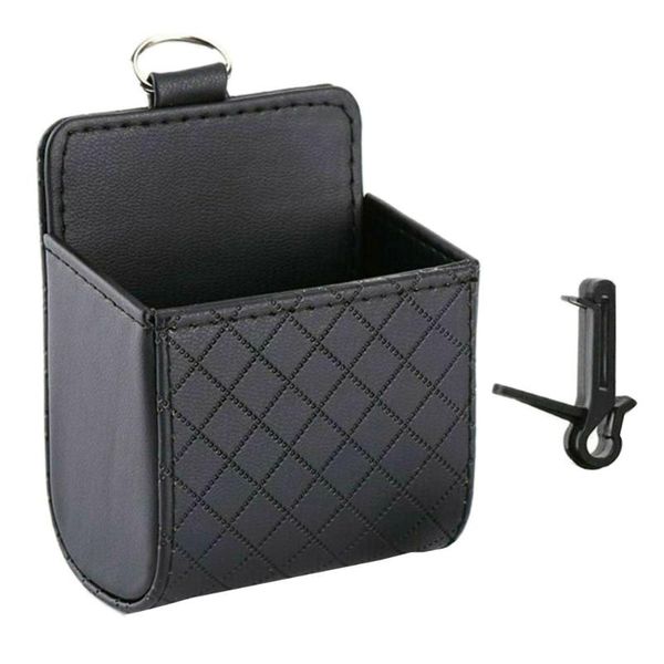 

car organizer 1pcs universal air vent box storage bag auto mount outlet hanging leather container pocket coin phone holder