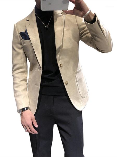 

men's suits & blazers small suit casual slim korean trend handsome jacket 2021 autumn deerskin tide, White;black