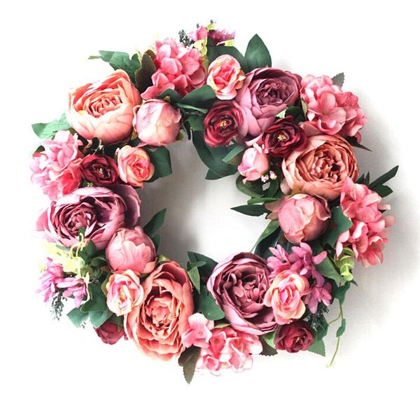 

40cm wreath handmade garland artificial peony wreath wedding party wall decoratioin simulation flower wreaths