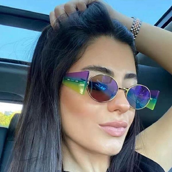 

sunglasses d&t 2021 fashion oval women men luxury alloy metal creative frame color lens black brand designer lady style, White;black