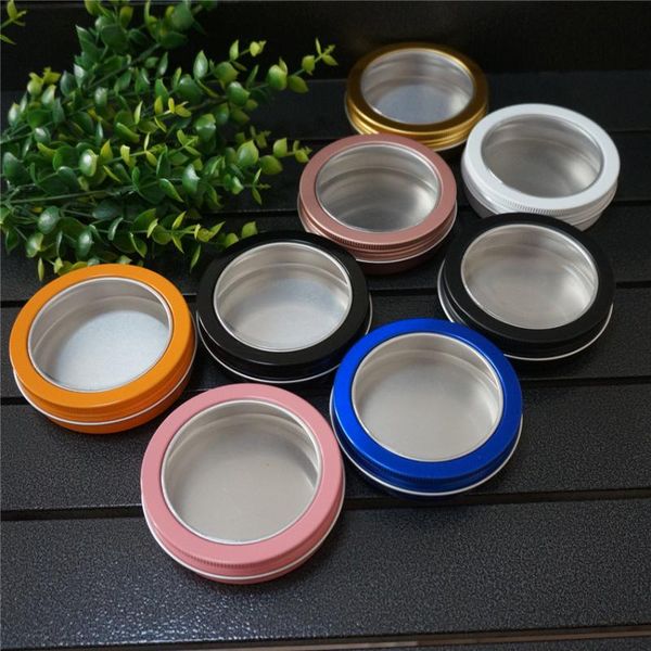 

storage bottles & jars 100g ml gold empty aluminum tin bottle with window lids,round black skylight box pink cream tea jar