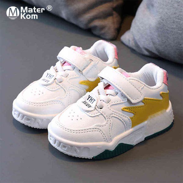 

size 21-30 breathable running sneakers for baby boys girls soft sole kids sport shoes children casual pu leather shoes tenis g1210, Black;red