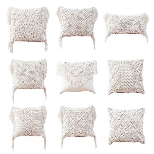

pillow case throw covers woven boho macrame cushion for bed sofa couch bench car home decor comfy square cases g99a