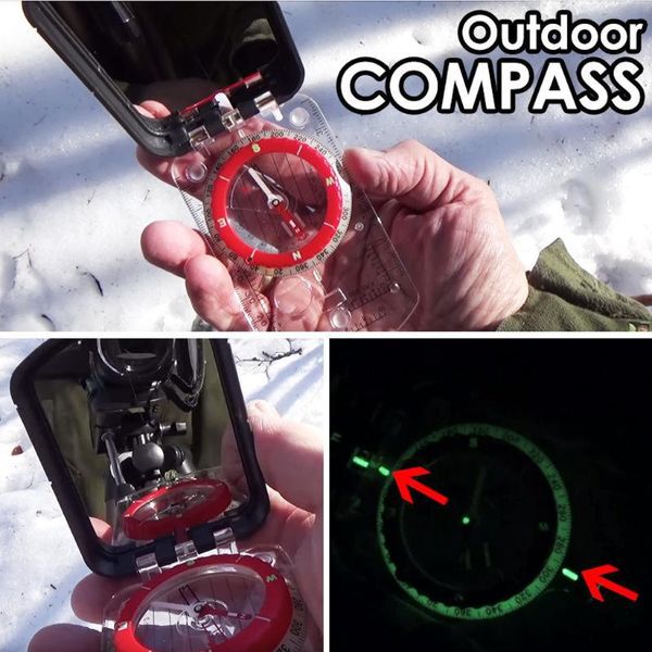 

camping hiking compass tool multi-functional outdoor luminous compass with led light portable waterproof led #41